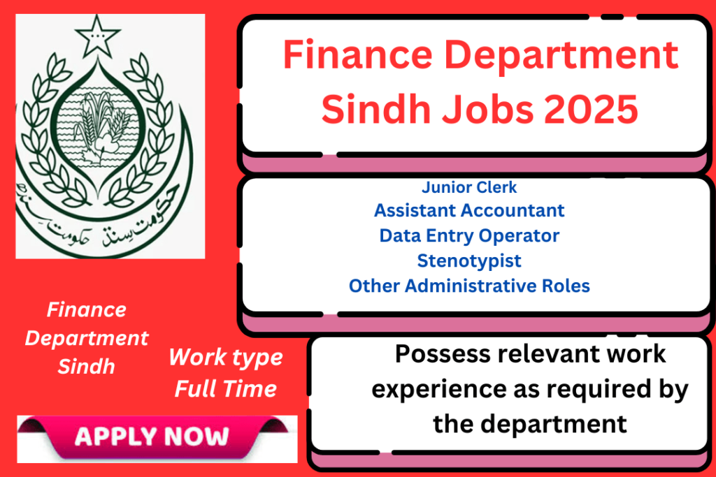 Finance Department Sindh Jobs 2025