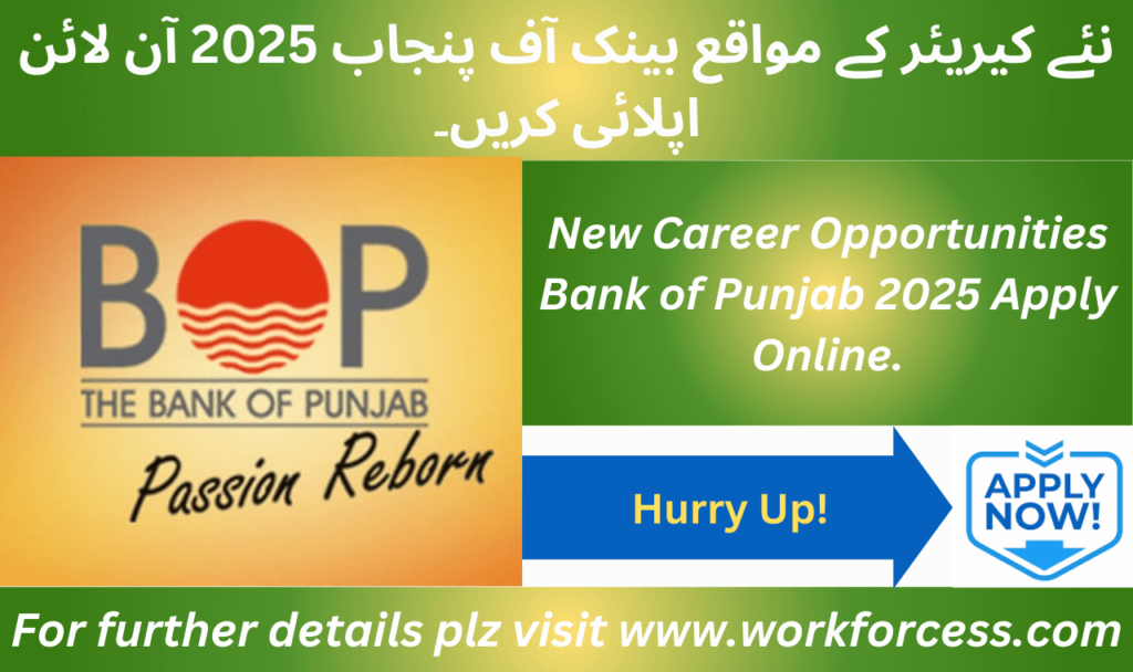 Apply online for the latest jobs in Bank of Punjab 2025